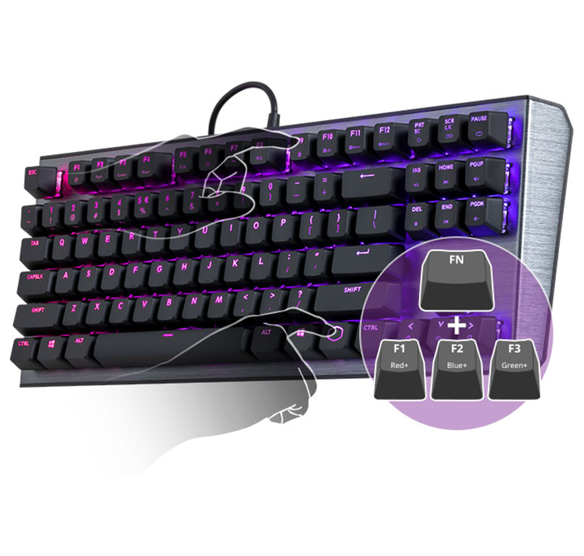 Cooler Master CK530 Tenkeyless Gaming Mechanical Keyboard with Blue Switches RGB backlighting On-the-fly CONTROLS and Aluminum Top Plate 
