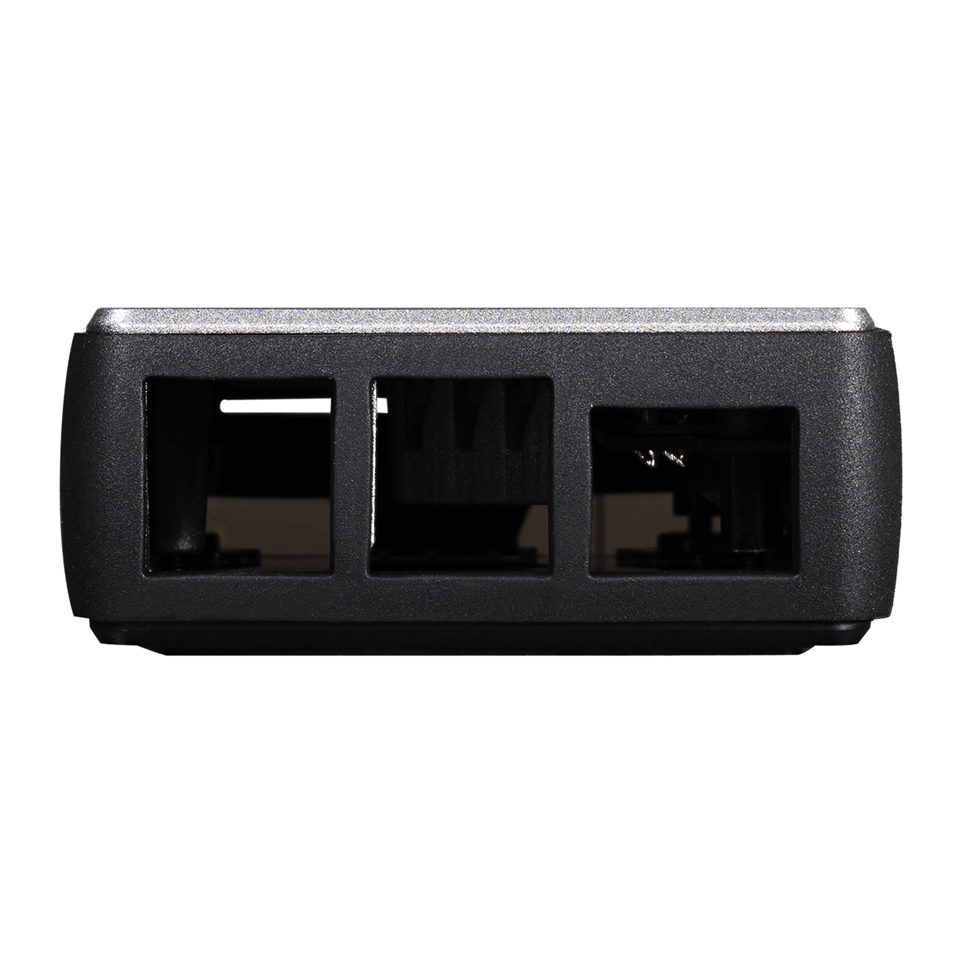 Rear view of the Pi Case 40 V2 with cutouts in the TPU bumper for USB 2.0, USB 3.0 and Ethernet connection.