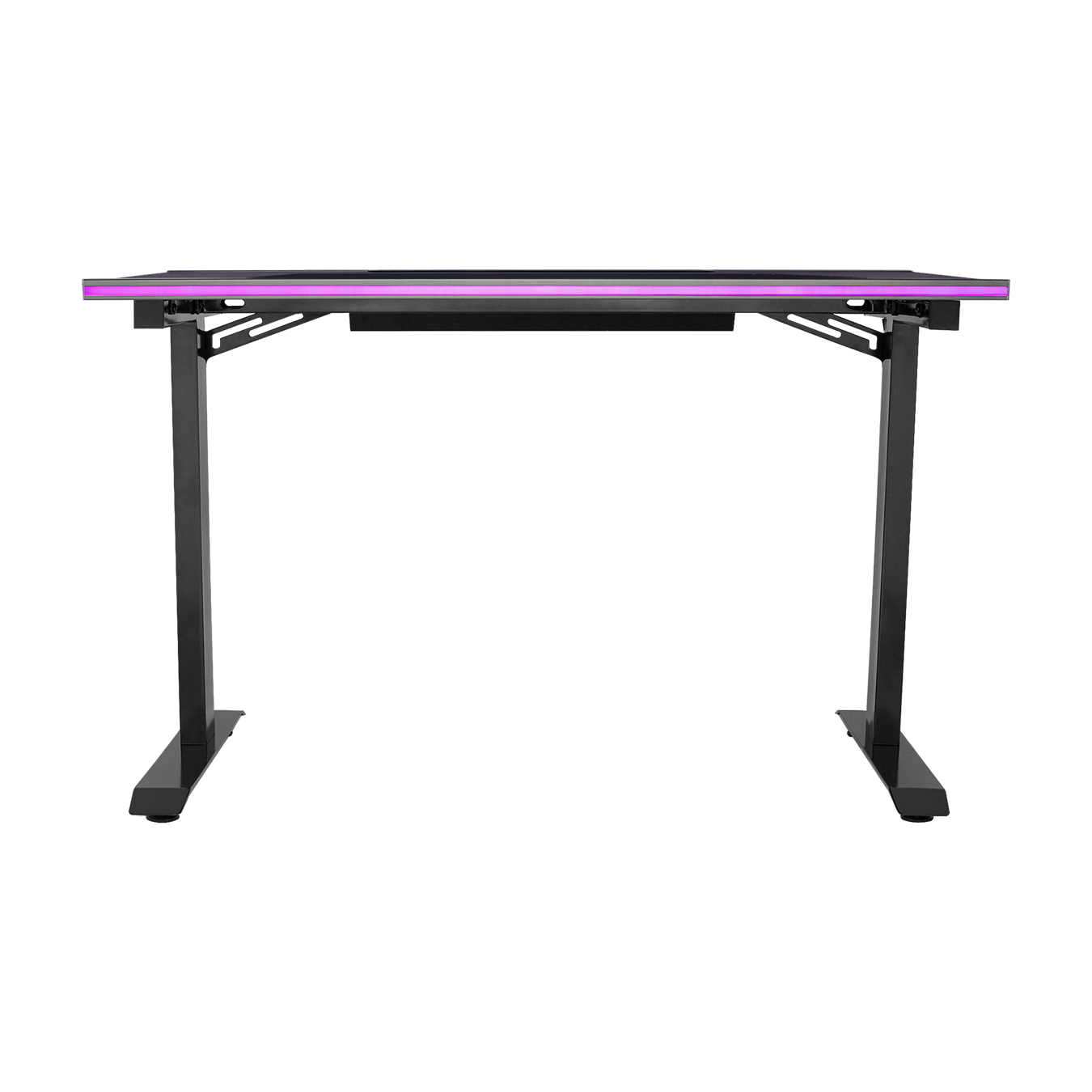 GD120 ARGB Gaming Desk - Front view with purple LED lights