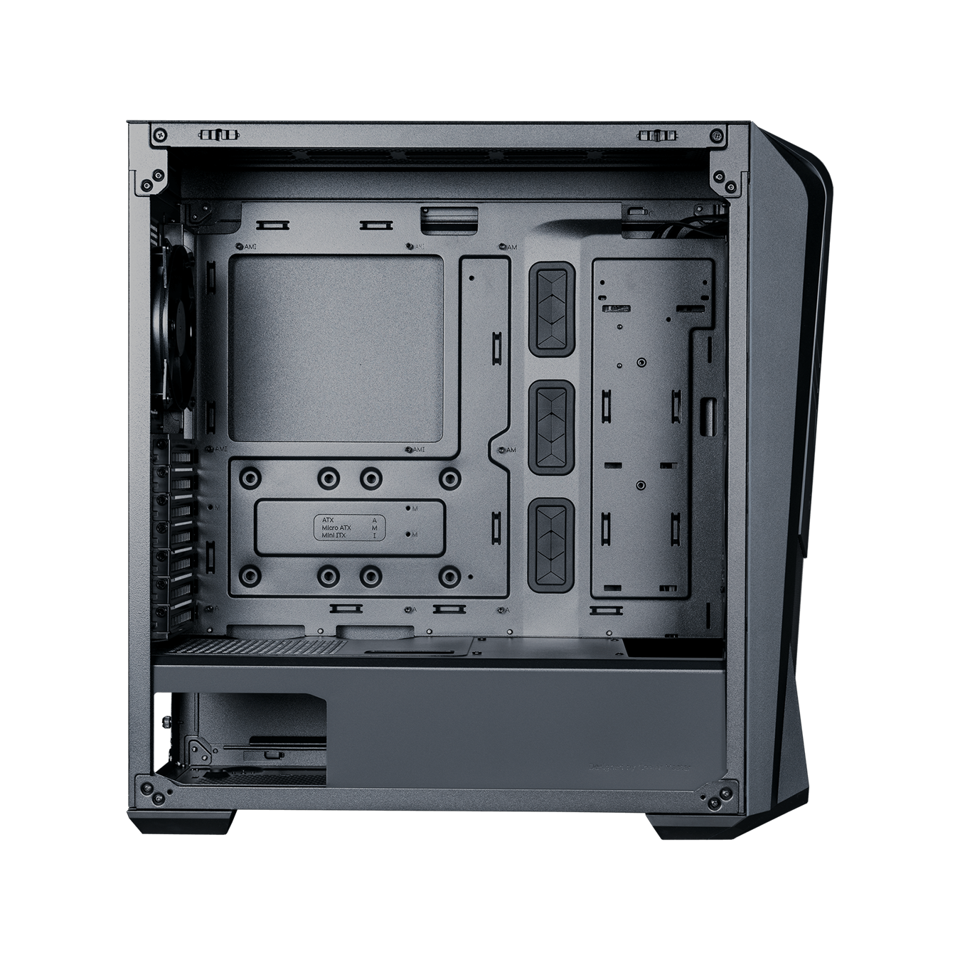 Left side view of the MasterBox 500 without the side panel.