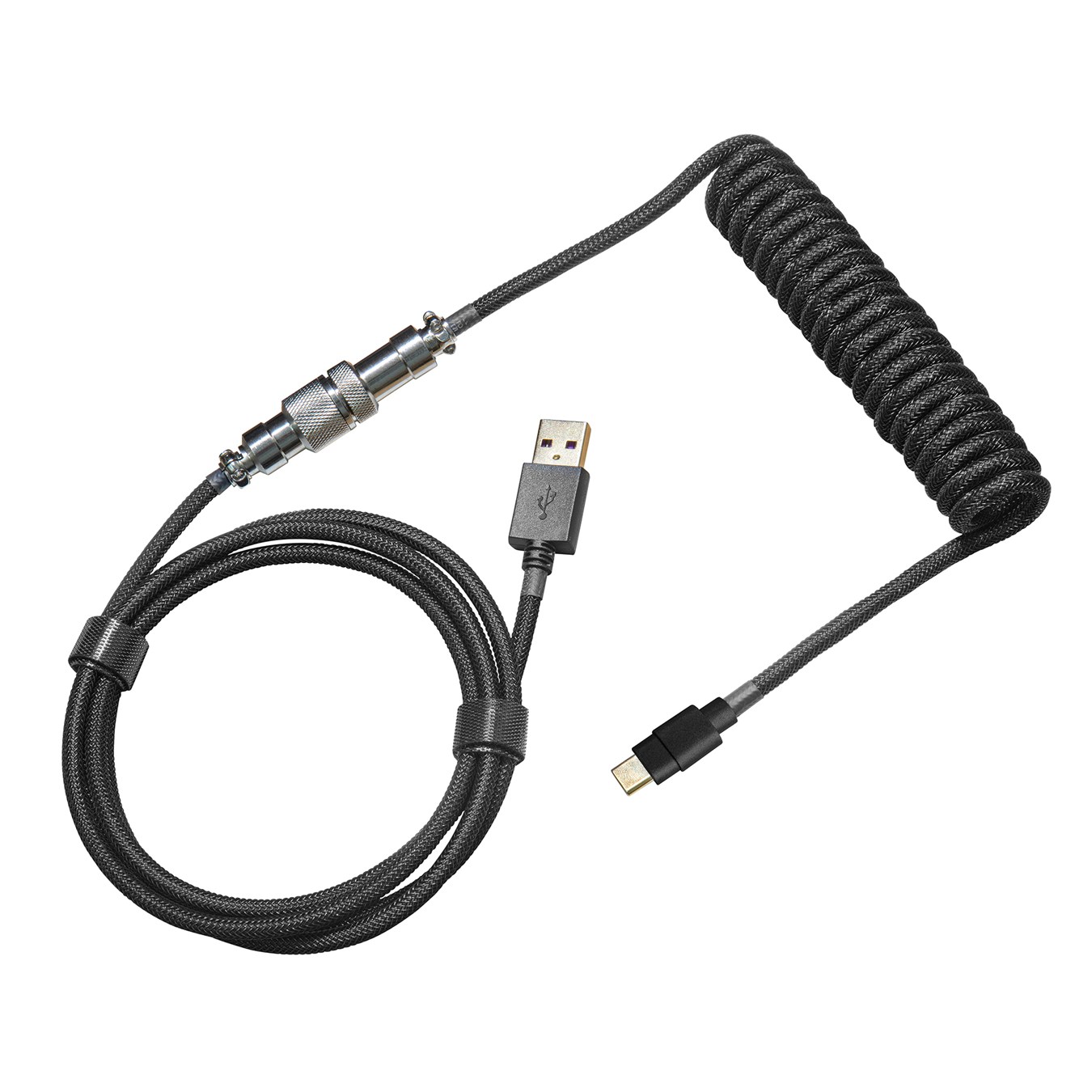 Coiled Keyboard Cable - Black - USB Type-A to USB Type-C connector