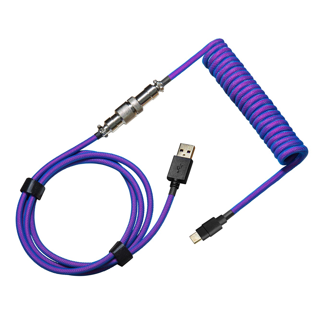 Coiled Keyboard Cable - Blue Purple - USB Type-A to USB Type-C connector