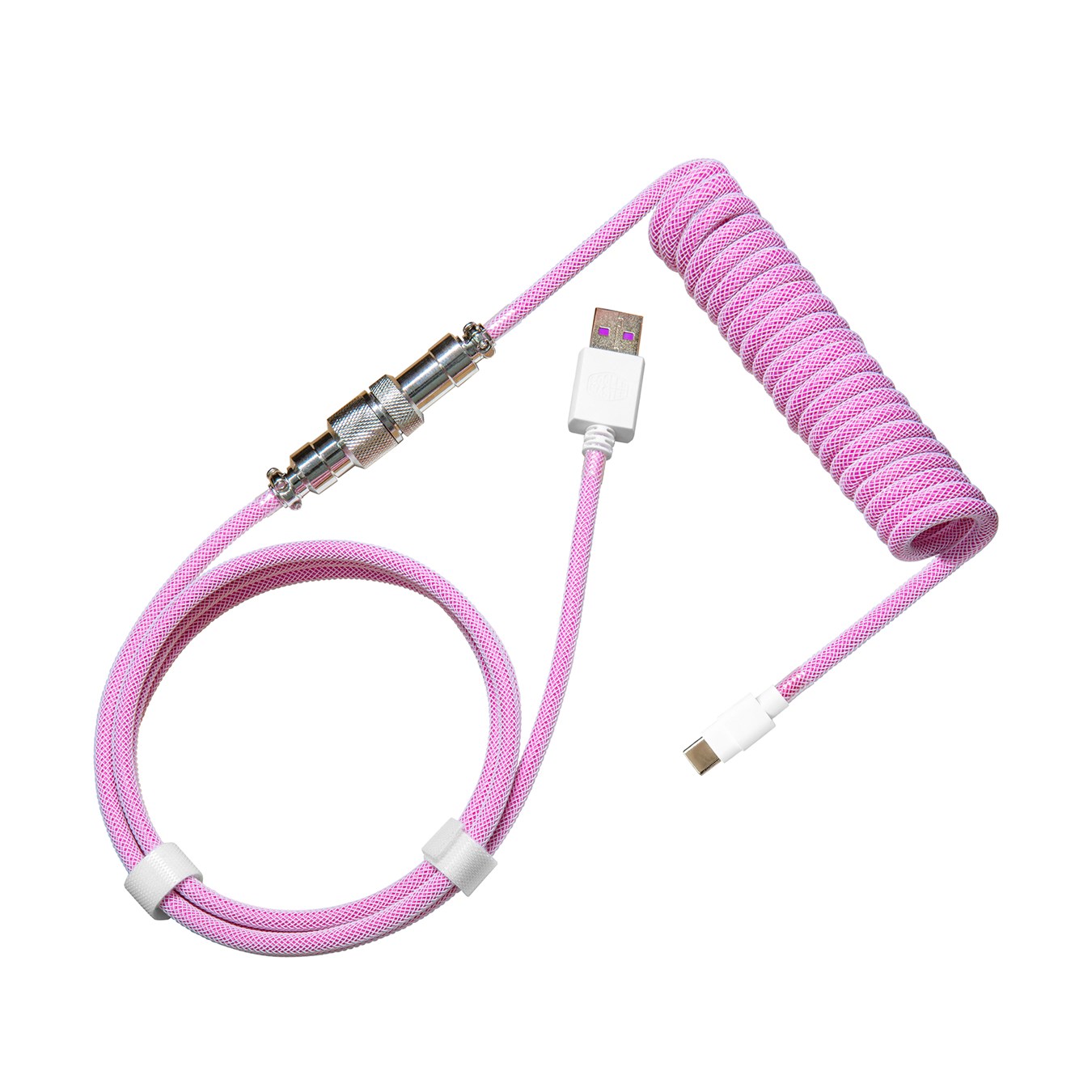 Coiled Keyboard Cable - Magenta - USB Type-A to USB Type-C connector
