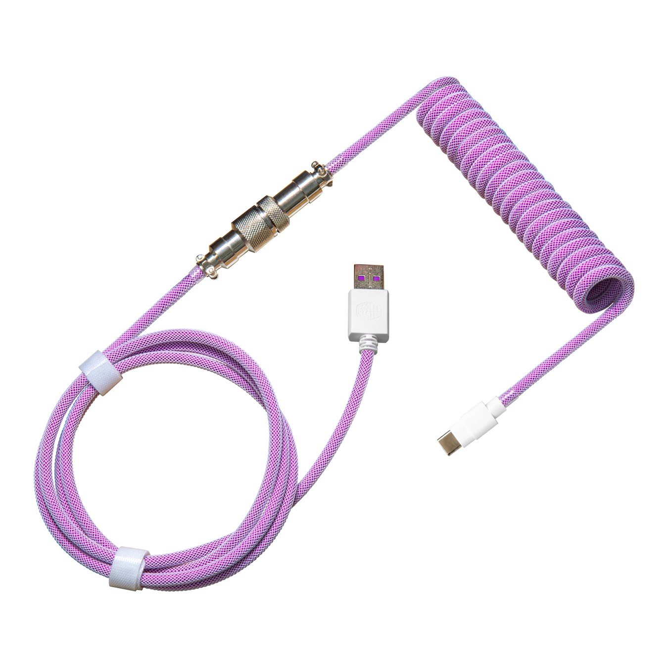 Coiled Keyboard Cable - Purple - USB Type-A to USB Type-C connector