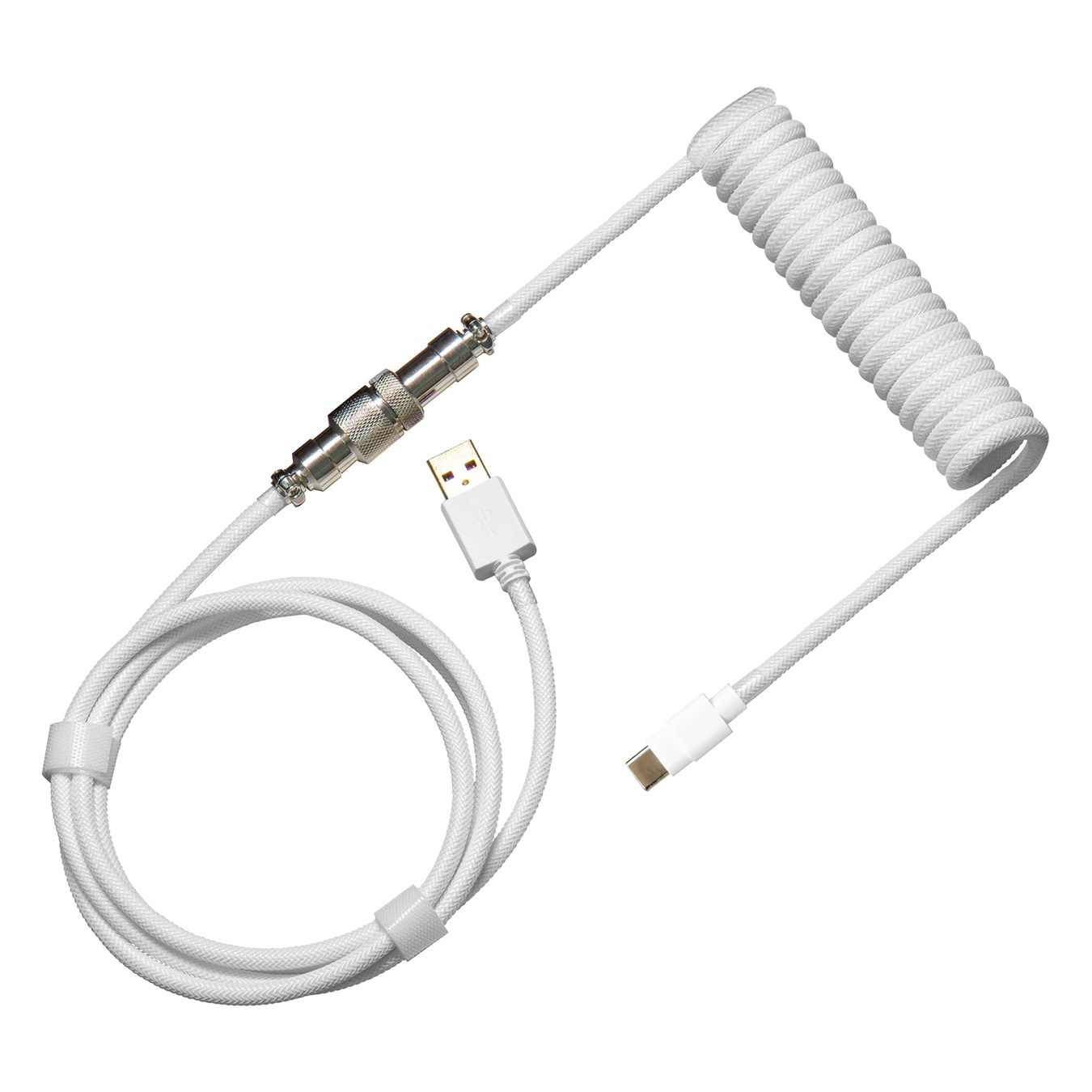 Coiled Keyboard Cable - White - USB Type-A to USB Type-C connector