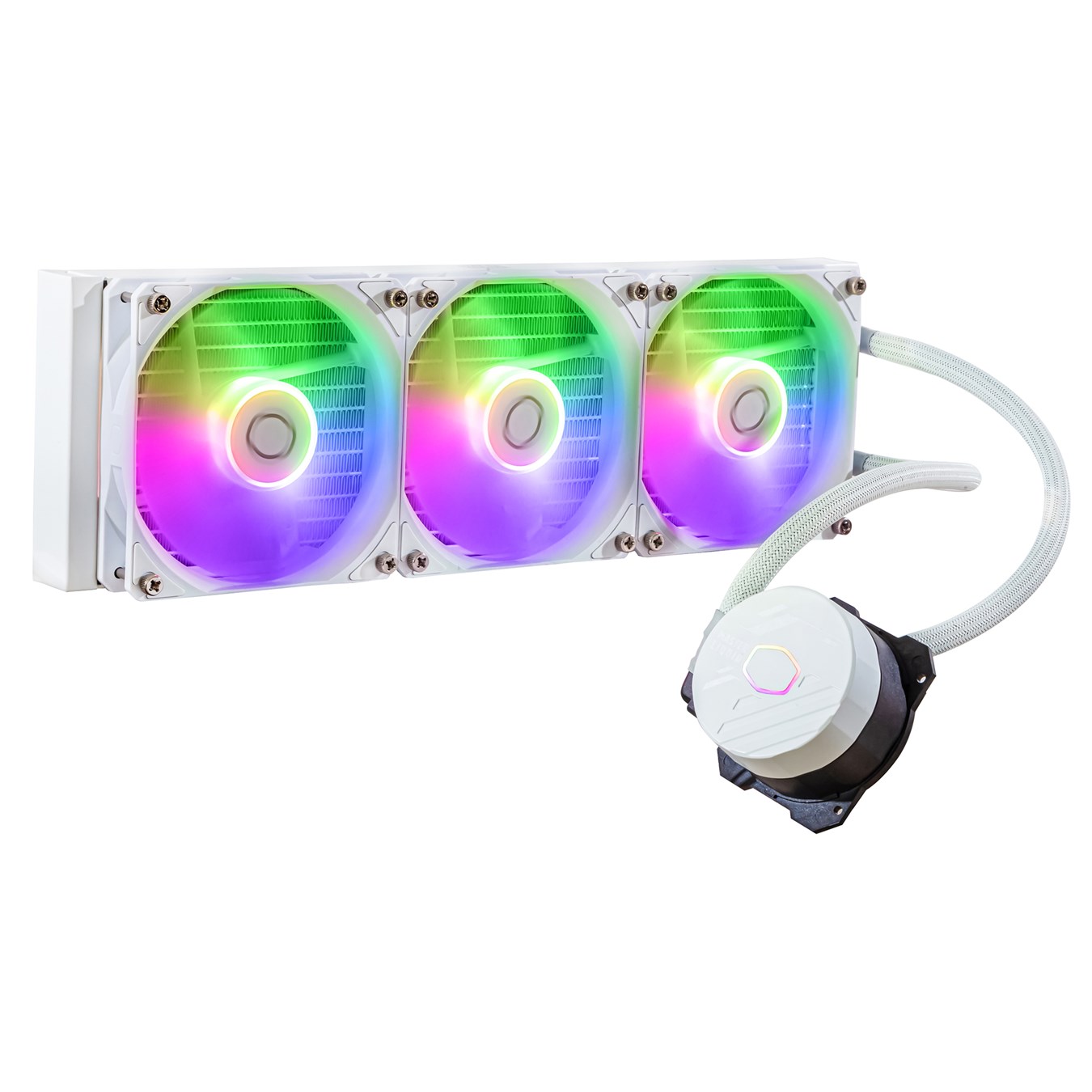 MasterLiquid 360L Core ARGB White - Front view at right 45 degree angle