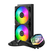 MasterLiquid 240 Atmos - Vertical view with RGB lighting
