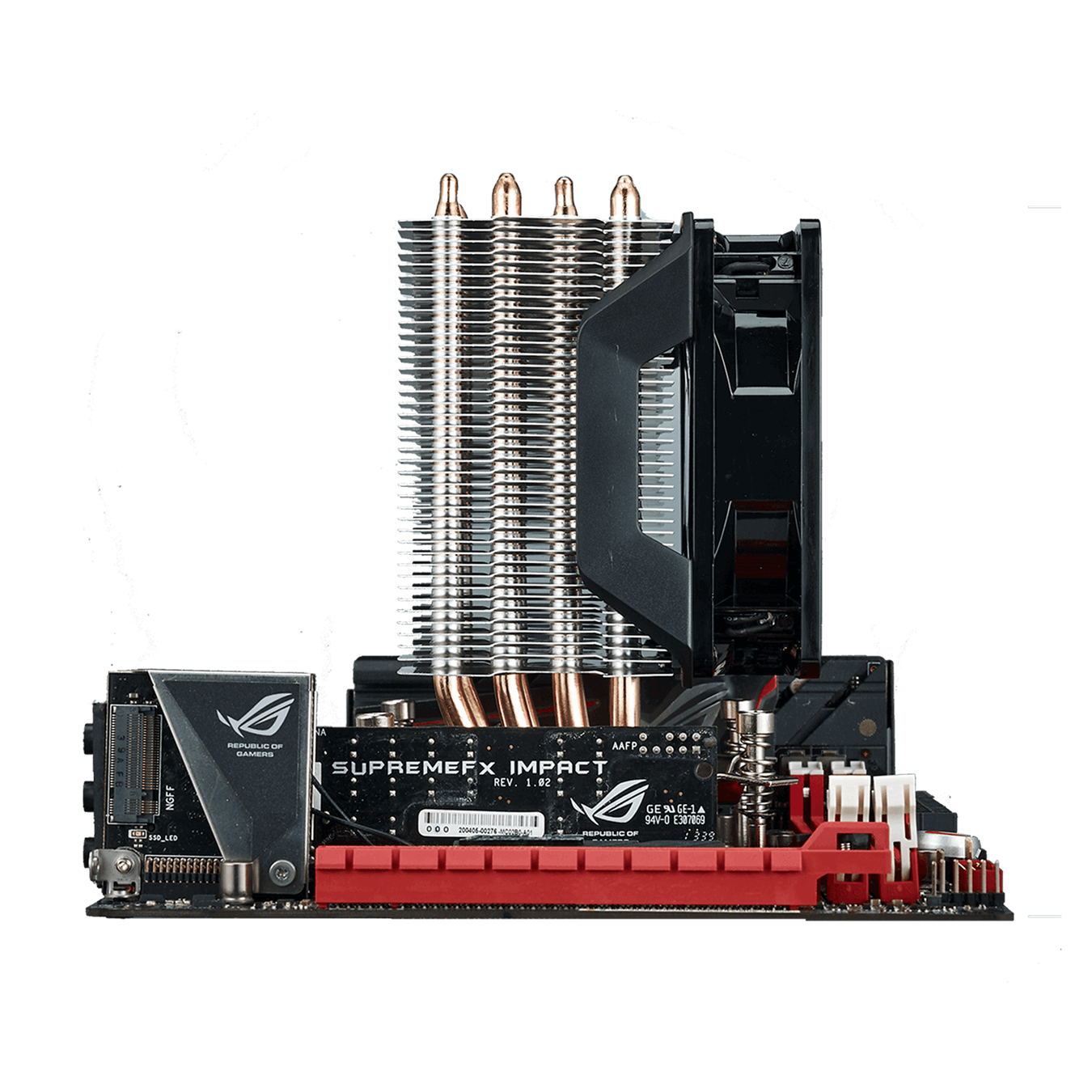 Stacked fin array ensures minimum airflow resistance allowing cooler air into the heat sink