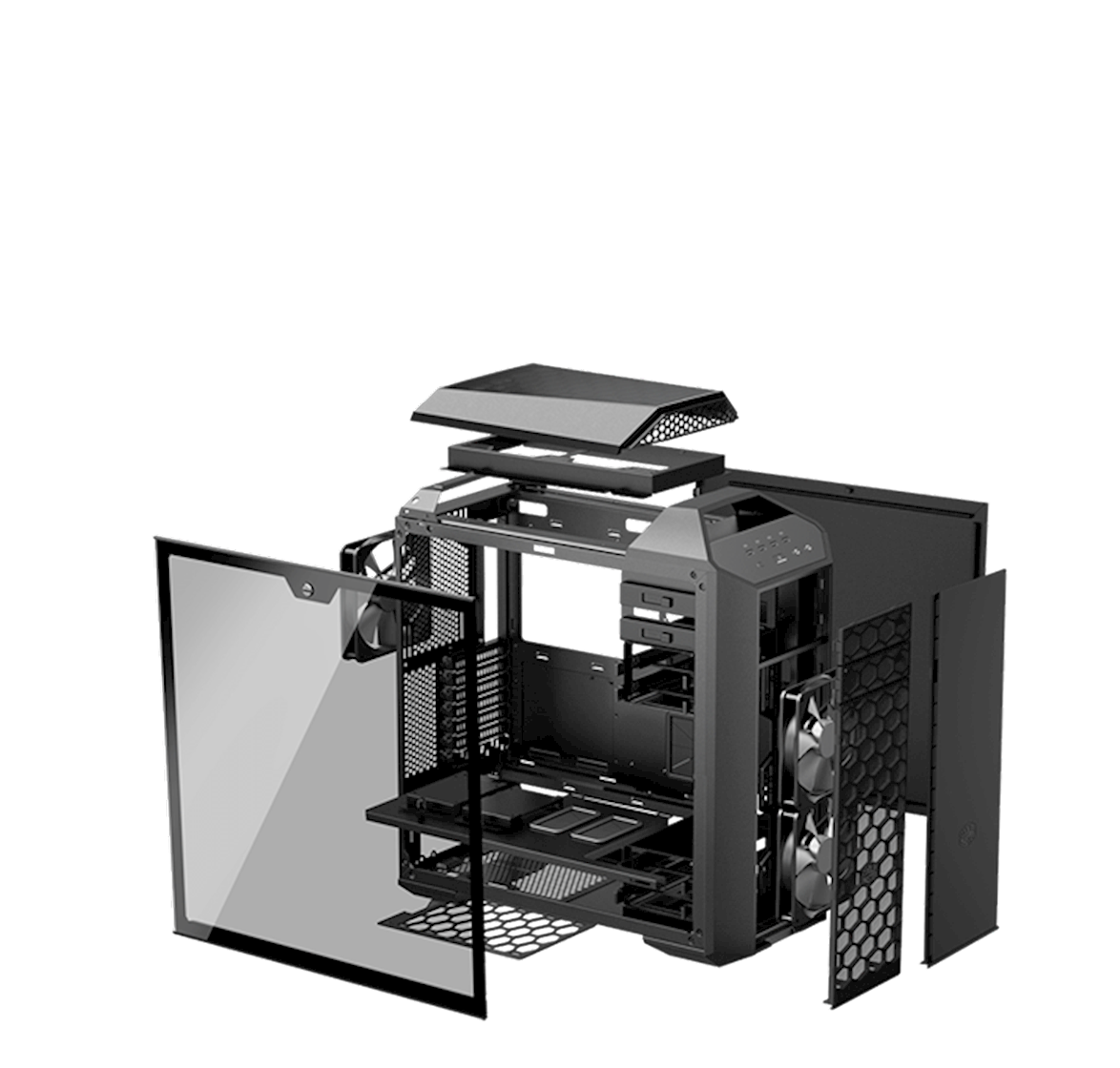 - Noir Cooler Master Moyenne Tour ATX, 1xPanneau En Verre Trempé, The FreeForm Modular System Boitier PC Gaming MasterCase MC500P 