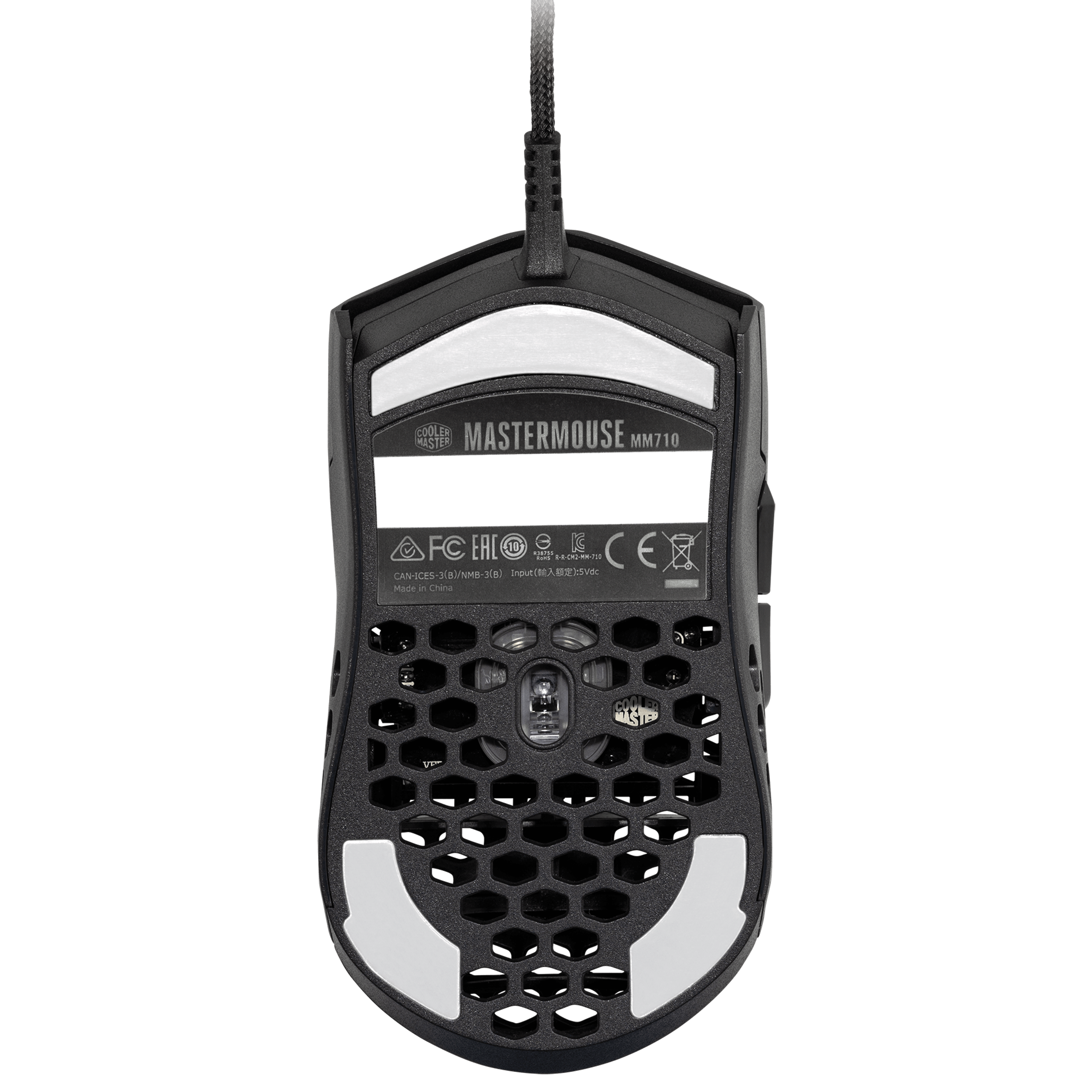 PTFE-Gleitfüße beidhändig optischer Sensor 16000 DPI Cooler Master MM710 ultraleichte 53-g-Gaming-Maus mit Kabel und Wabenschale Matt-Weiß 20 Millionen Klick-Omron-Schalter 