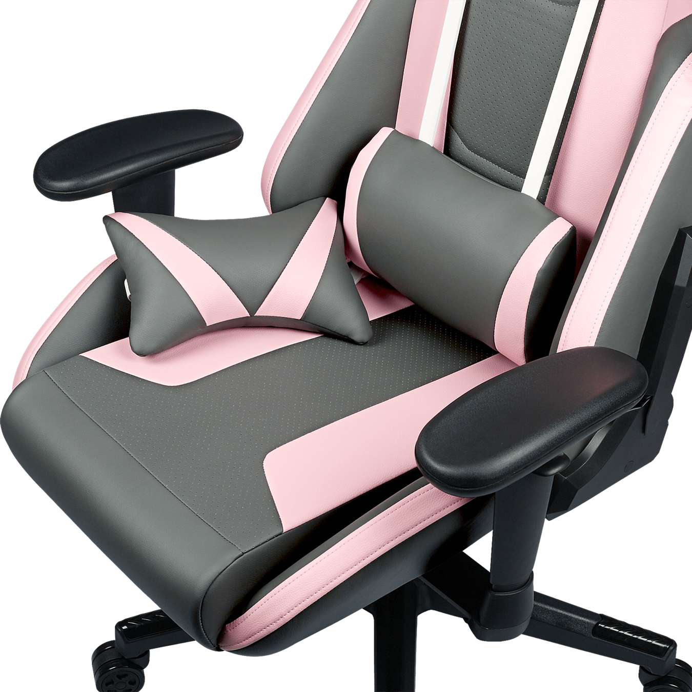 Caliber R1S Rose Grey Edition Gaming Chair - The perfect combo to help alleviate neck strain and support your lower back.