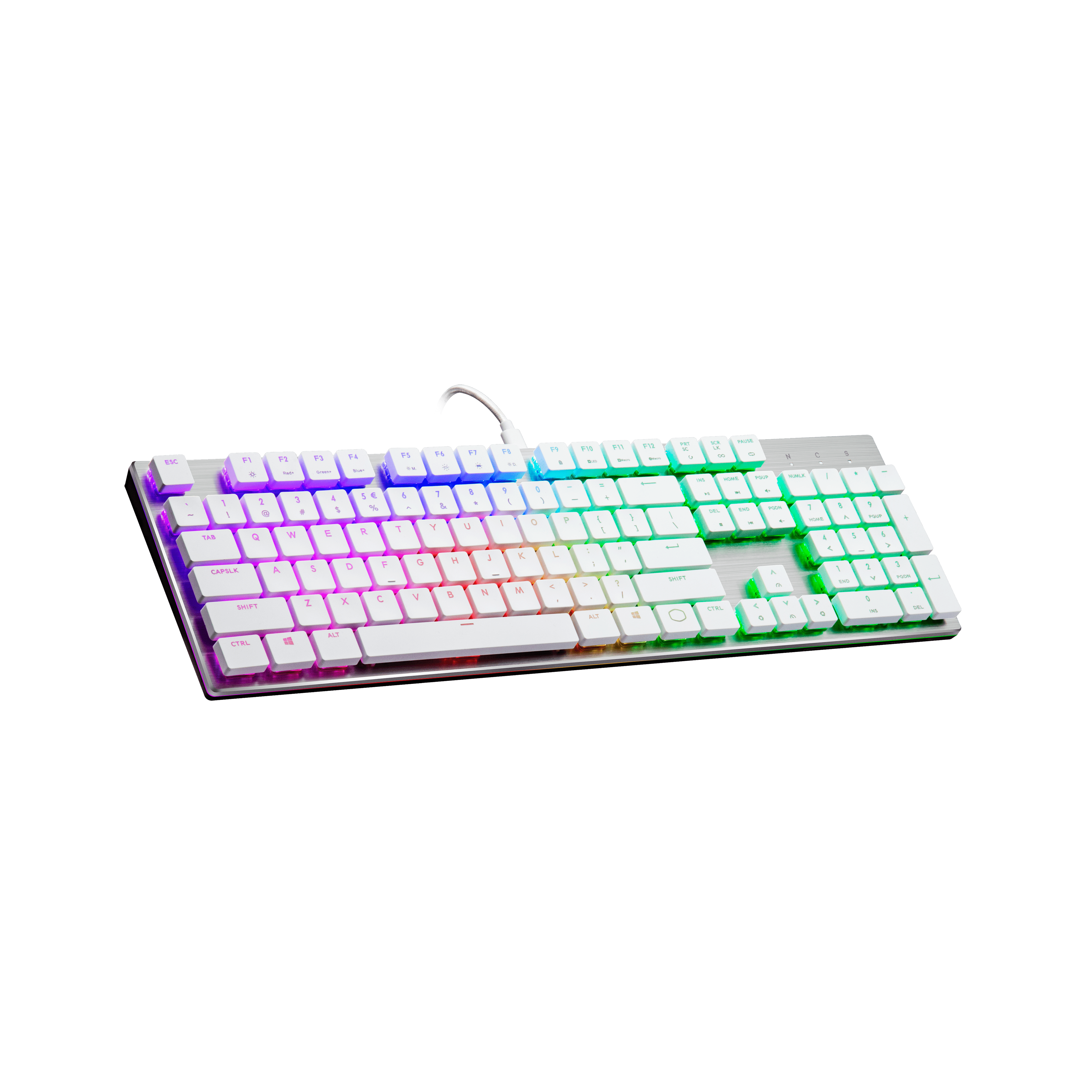 Cooler Master SK650 White Limited Edition Mechanical Keyboard with Cherry MX Low Profile RGB Switches in Brushed Aluminum Design Full 