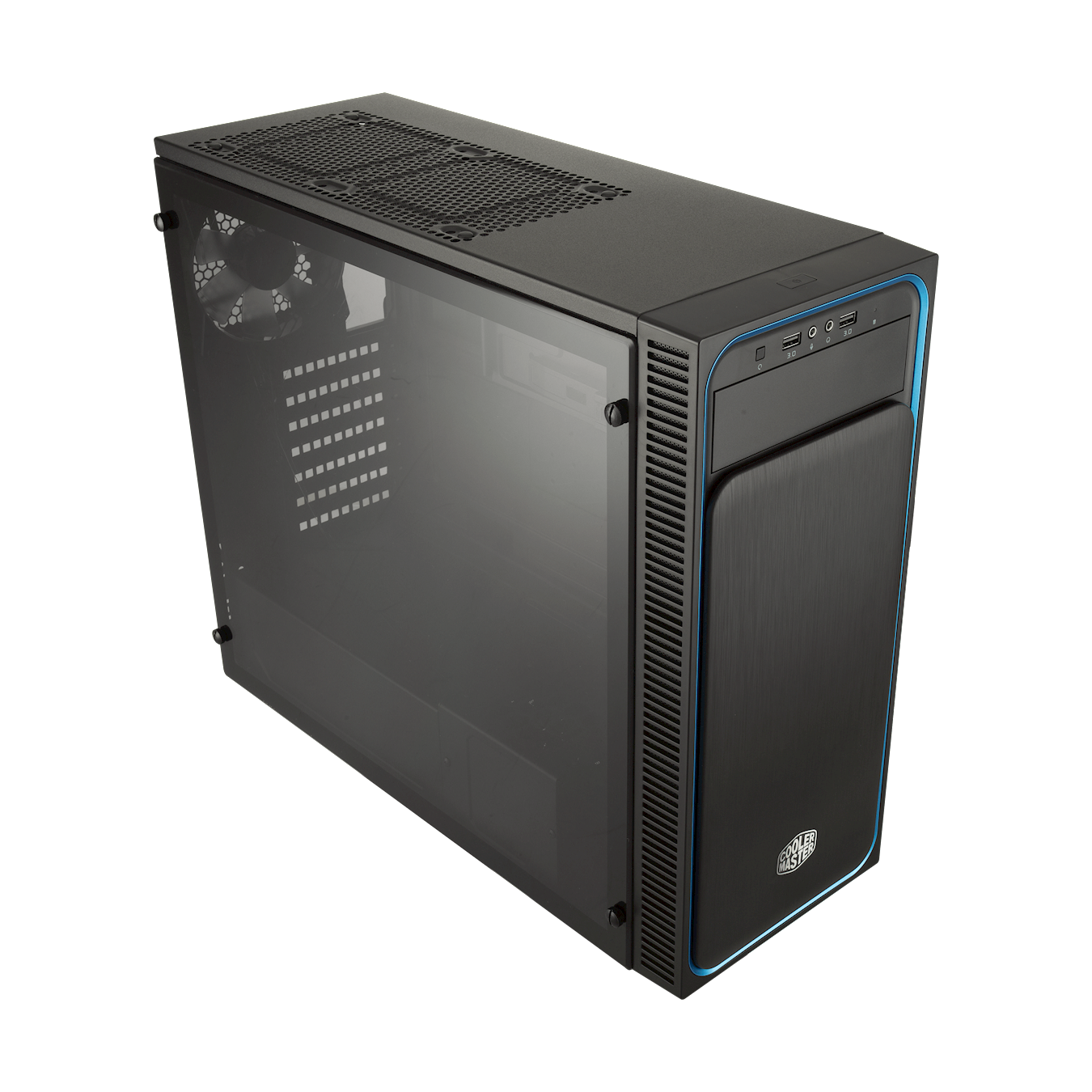 MasterBox E500L (Side Window Panel Version) Mid Tower Case - Keep a clean design and hide your I/O ports behind this smooth front slide panel.