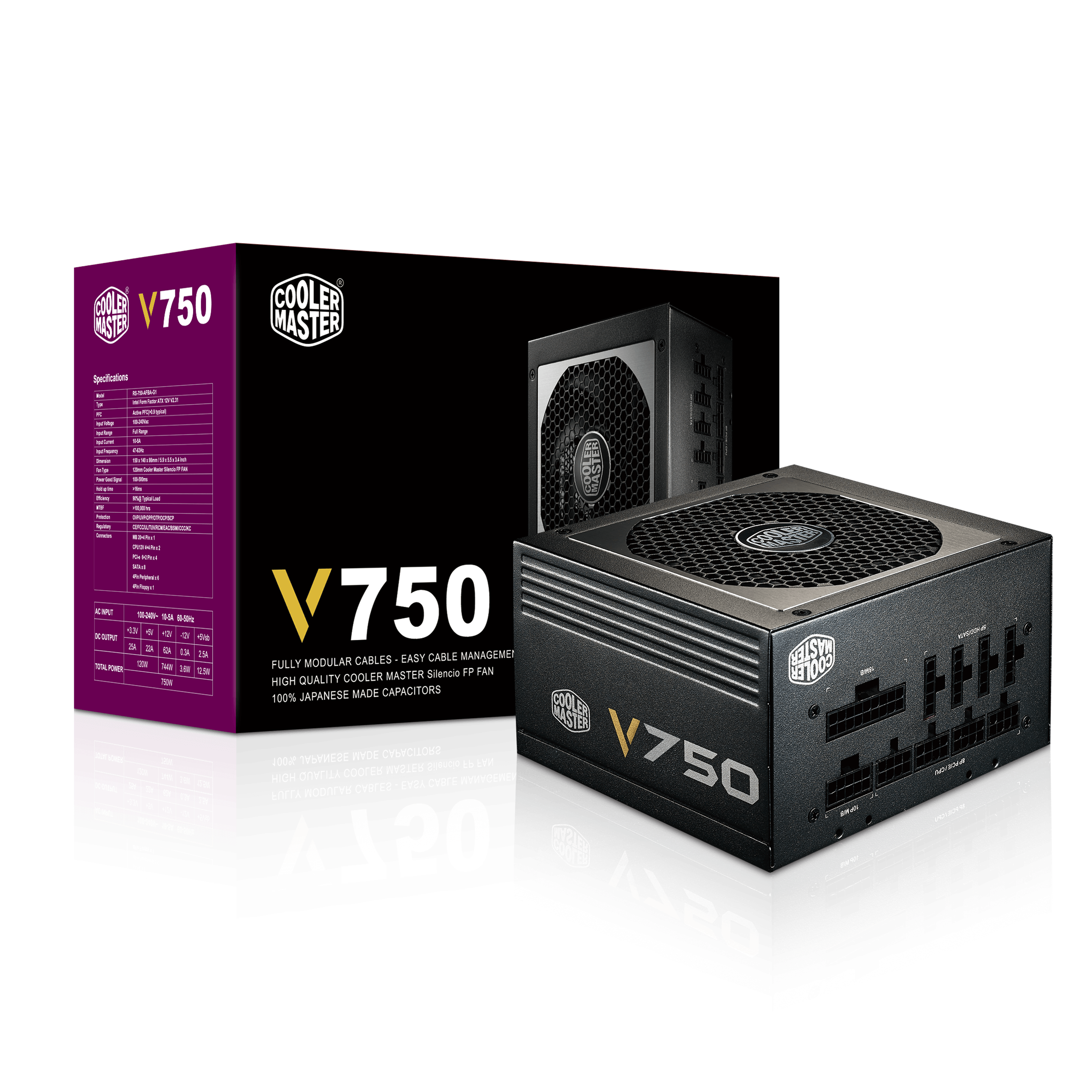 V750 750W Fully Modular 80 PLUS Gold Power Supply Cooler Master