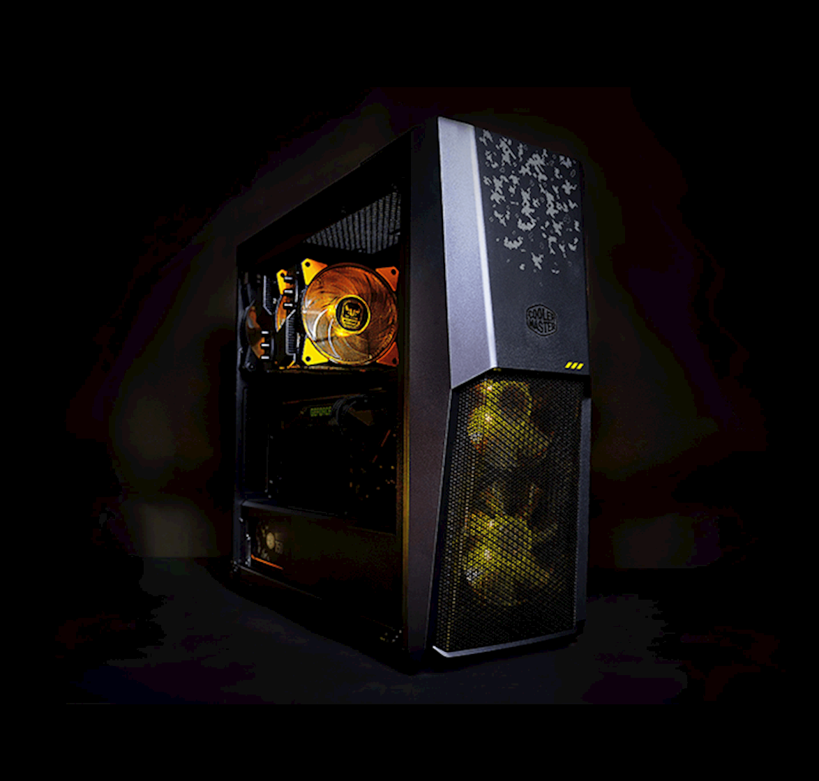 Cooler Master MasterBox MB500 TUF Gaming Alliance Edition ATX Mid-Tower w/TUF Aesthetic Design Semi-Meshed Front Ventilation Tempered Glass Side Panel & 3X 120mm RGB Fans