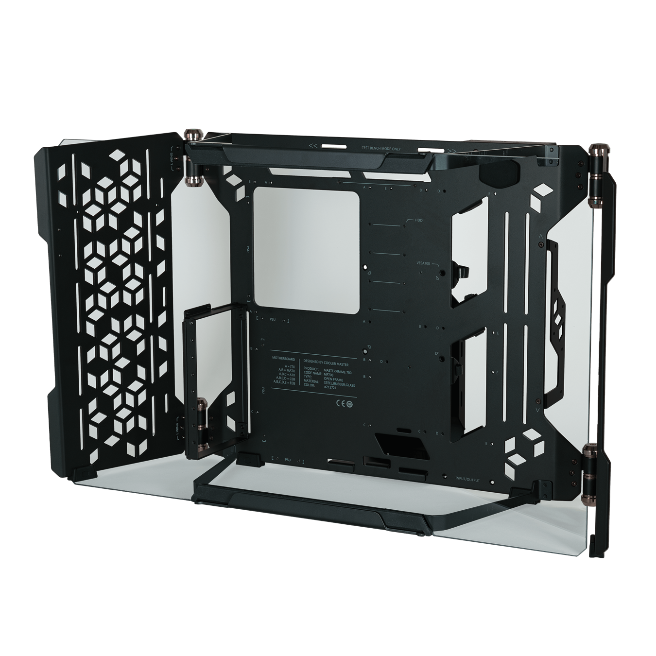 MasterFrame 700 provides a flexible pump and reservoir mounting location and support for multiple triple-fan radiators.