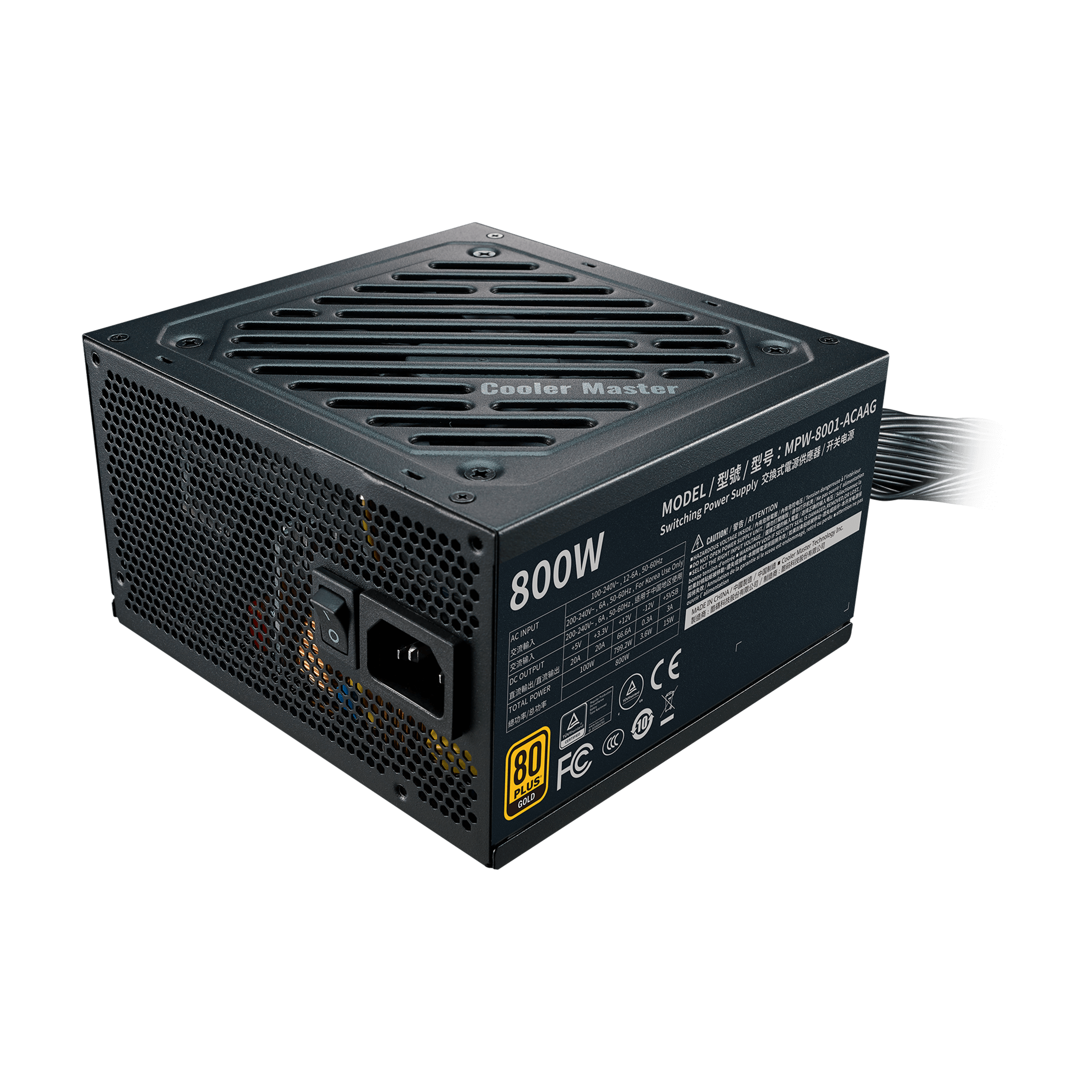 CoolerMaster MPW-8001-ACAAG-JP G800 800W電源 GOLD 5年保証 80PLUS