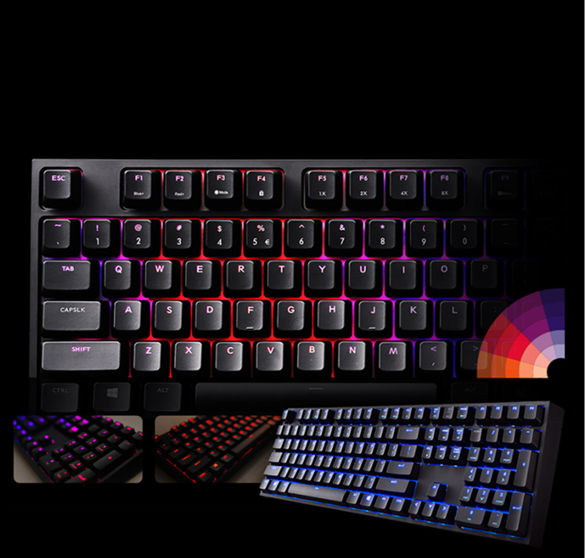 Multicolor per-key backlighting with built-in customization