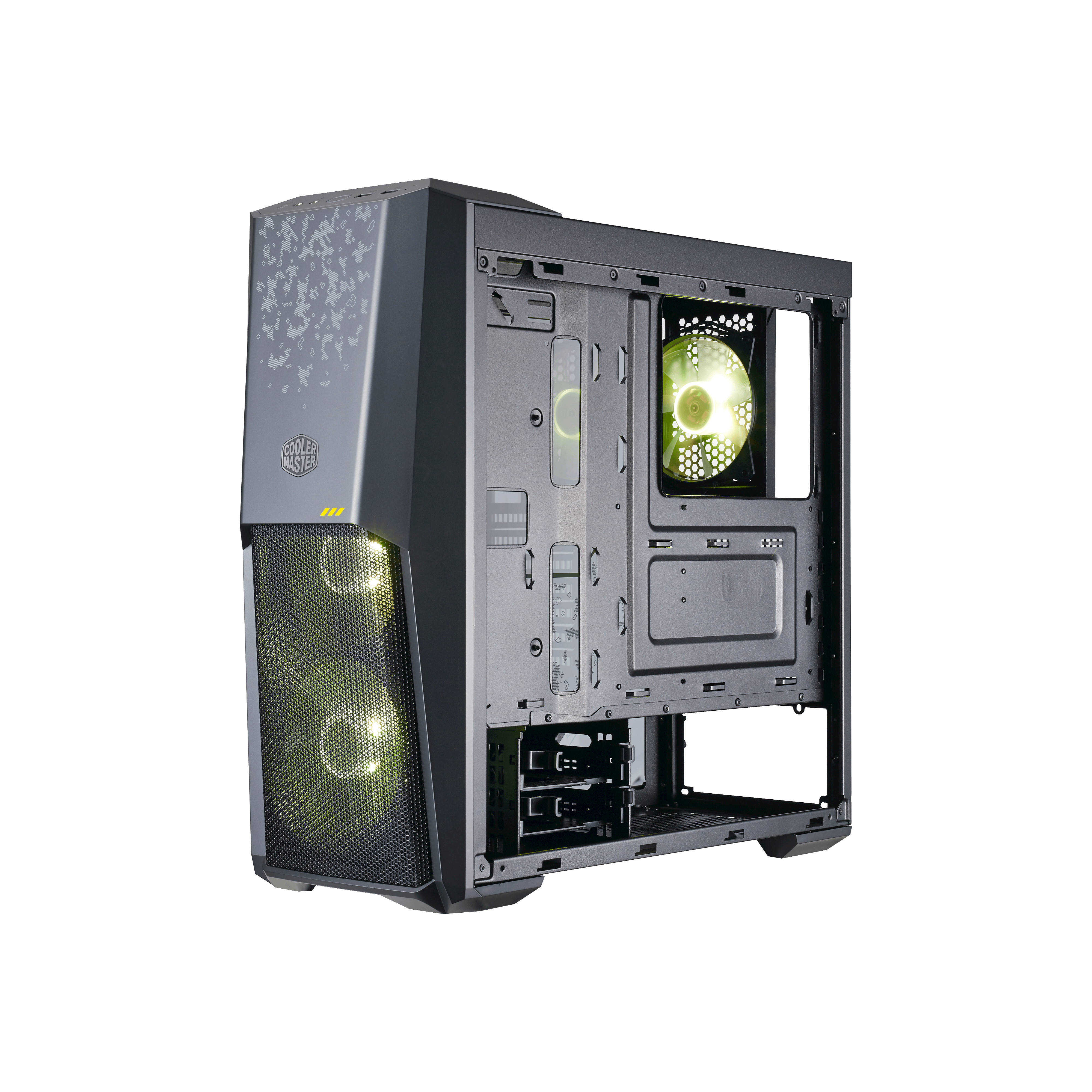 Cooler Master MasterBox MB500 TUF Gaming Alliance Edition ATX Mid-Tower w/TUF Aesthetic Design Semi-Meshed Front Ventilation Tempered Glass Side Panel & 3X 120mm RGB Fans